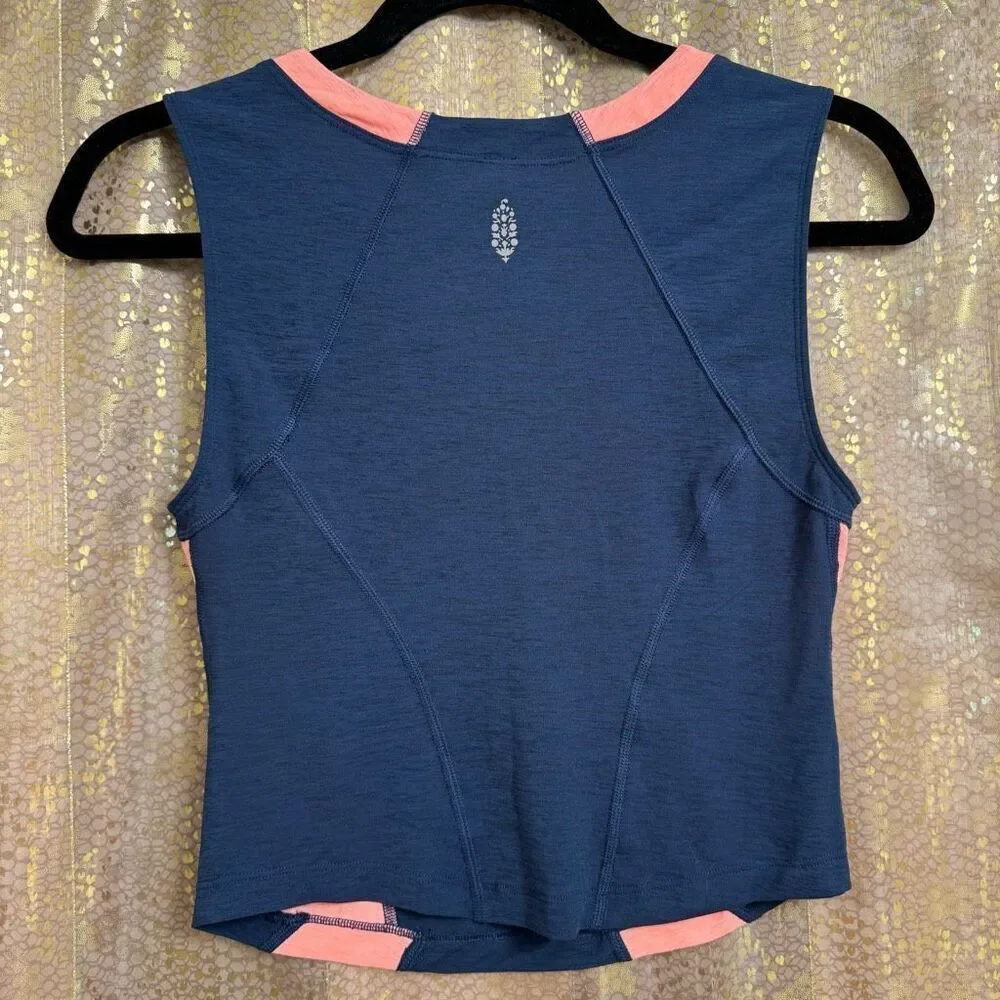 Free‎ People Movement Color Block Blue Pink Tank Top XS
